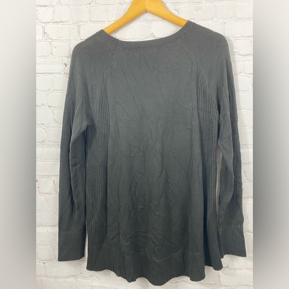 Loft Sweater Womens Size Small Black Round Neck Cotton Thin Cable Knit Top - Picture 6 of 6